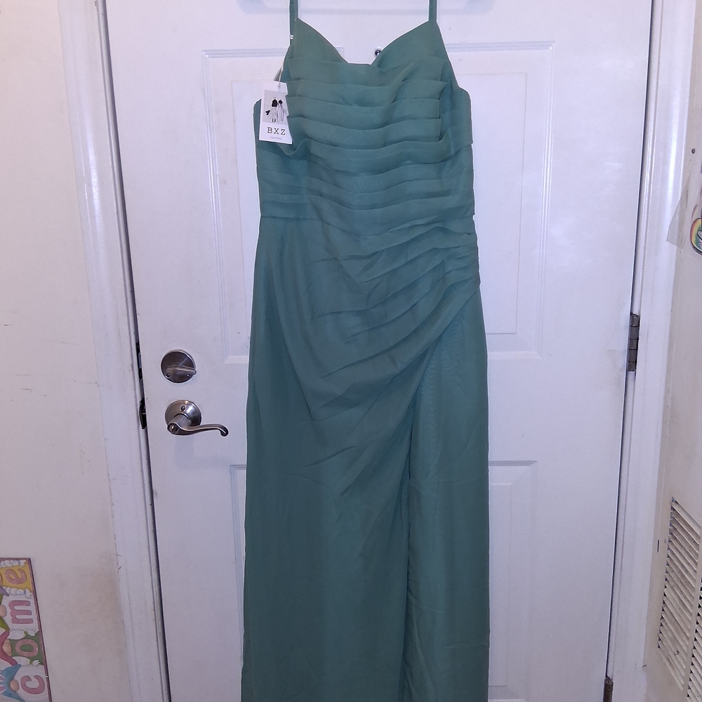 Seafoam Green Pleated Maxi Dress with Spaghetti Straps